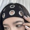 Uchyius Grommet Headband, Y2k Wide Eyelet HeadbandS, Elastic Hairband Grunge