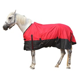 Gallopoff 600 Denier Rip-Stop Horse Rain Sheet Lightweight Waterproof and Breathable Turnout Horse Blanket (No Fill) Red/Black 78