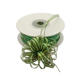 Lassos Boutique 1/8" X 50 Yards Iridescent Pull String Bows Christmas Gift Ribbon (Moss Green)