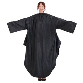 Uccellino Long Sleeve Haircut Cape with Sleeves, Cut Cloth, Hair Dye, Self-Cut, Long Size, Cape Hair Apron, Black