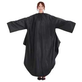 Uccellino Long Sleeve Haircut Cape with Sleeves, Cut Cloth, Hair Dye, Self-Cut, Long Size, Cape Hair Apron, Black