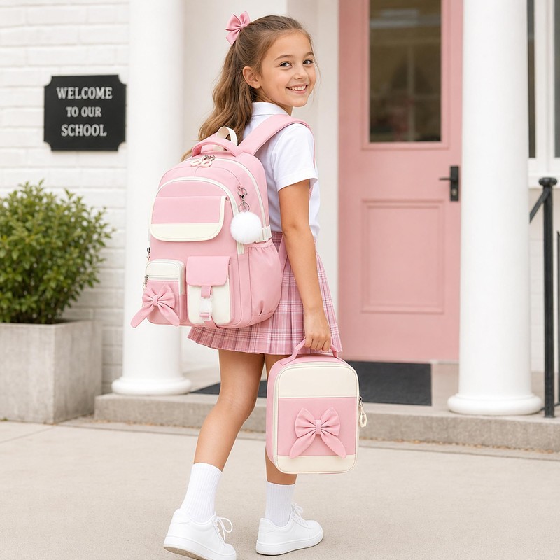 Tecoloy Backpack for Girls, 3PCS Girls Backpack with Lunch Box