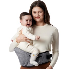 Momcozy Hüftsitz-Babytrage - Originaler 3D-Bauchschutz & EVA-Massageplatte, mit verschiedenen Taschen für Neugeborene und Kleinkinder bis 20 kg (Grau, Mittelgroß)