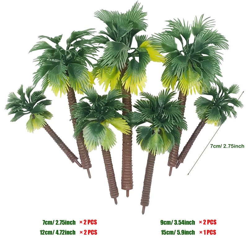 Cayway 34 PCS Model Trees Coconut Palm Model Trees, 1.7~6.7