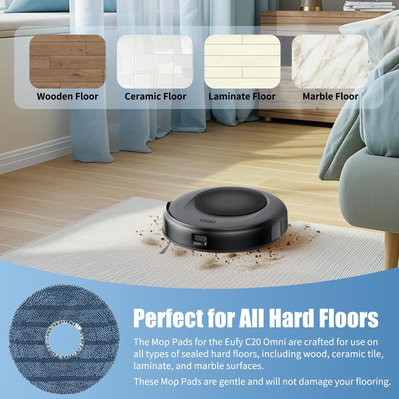 Loszaral 6-Pack C20 Mop Pads Compatible with Eufy Robot Vacuum