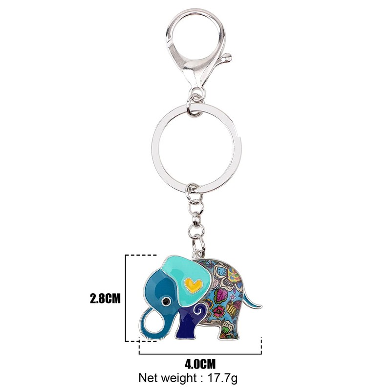 BONSNY Cadena de metal esmaltada con diseño de elefante de