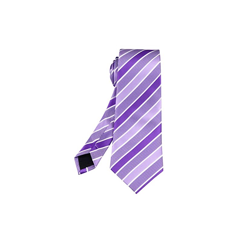 Ctskyte Men's Lavender Purple White Stripe Silk Tie Soft Spring
