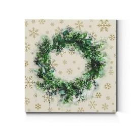 Christmas, Canvas Wall Art, Holiday Décor, Angel, Bells, Christmas Tree, Ginger Bread, Egg Nog, Snow Man, Santa, Reindeer -Santa Wreath -10X10