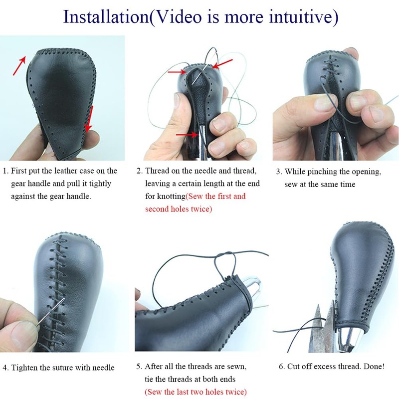 Genuine Leather Gear Shift Knob Cover Protector Hand Sewing for