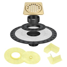 4" Drain Grate Kit Compatible with Schluter Systems kerdi Shower Drain, SUS 304 Stainless Steel Grate,2" ABS Flange,Waterproof Seals,CUPC Certification,Shower Floor Drain Kit with Flange-Brushed Gold
