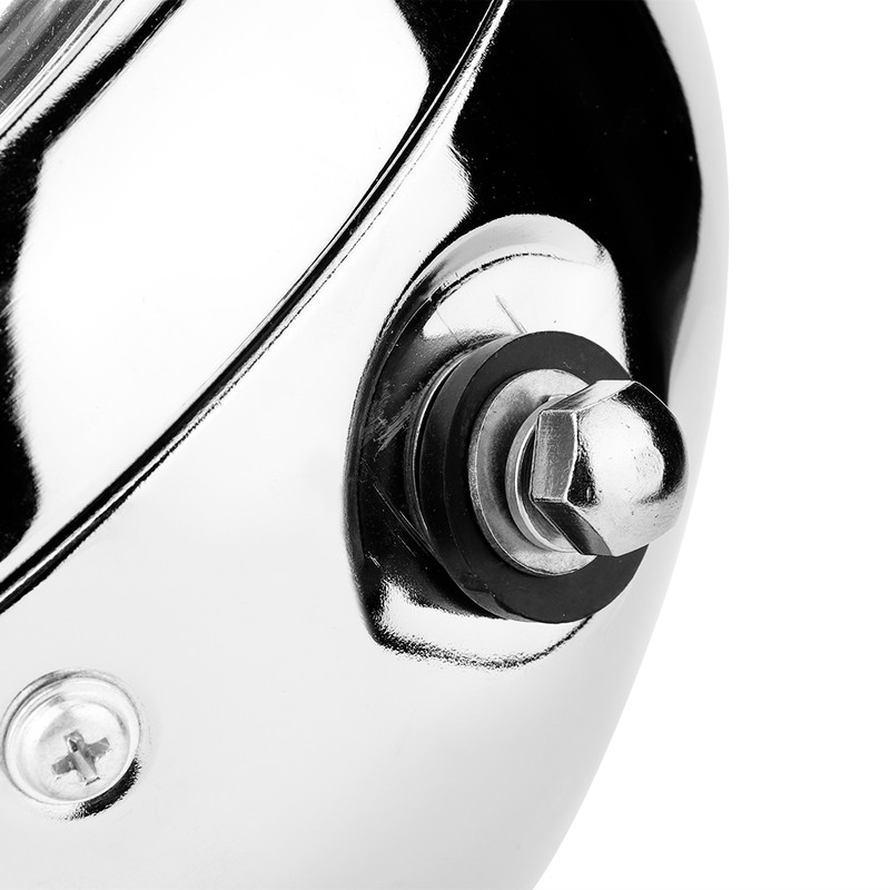 Universal Motorcycle Retro Silver Shell White Lens Headlamp Front Headlight