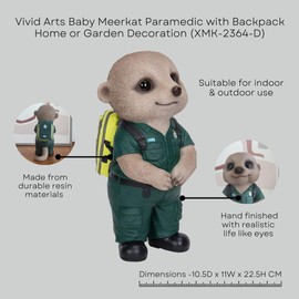 Vivid Arts XMK-2364-D Baby Meerkat Paramedic with Backpack Home or Garden Decoration