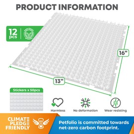 Petfolio 12 Pack Scat Mat for Cats - 16 x 13 Inch Cat Spike Mat with 1 Inch Spike is A Perfect Pet Training Mat Device for Cat Repellent Indoor & Outdoor to Deter Cats & Other Animals for All Seasons