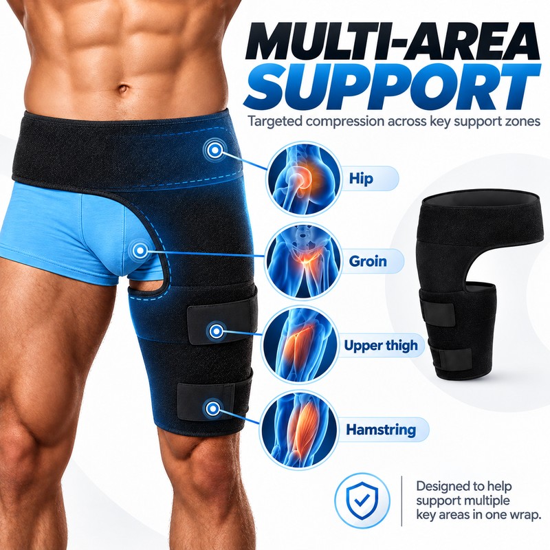 Hip Support Brace for Thigh & Groin Compression – Adjustable