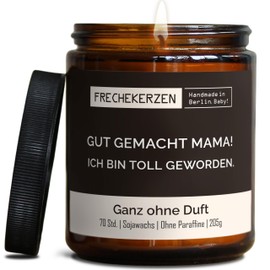 Lustige Duftkerze mit Spruch für Mama | Handgemacht aus Sojawachs | In Geschenkbox | Nachhaltiges Valentinsgeschenk | Geschenkidee Geburtstag Mutter, Beste Mama zum Muttertag |Ohne Duft