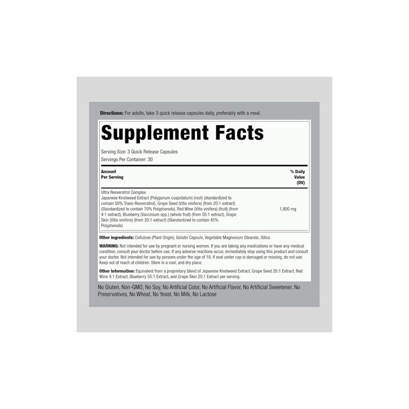 Piping Rock Resveratrol Complex | 90 Capsules | Ultra Potent