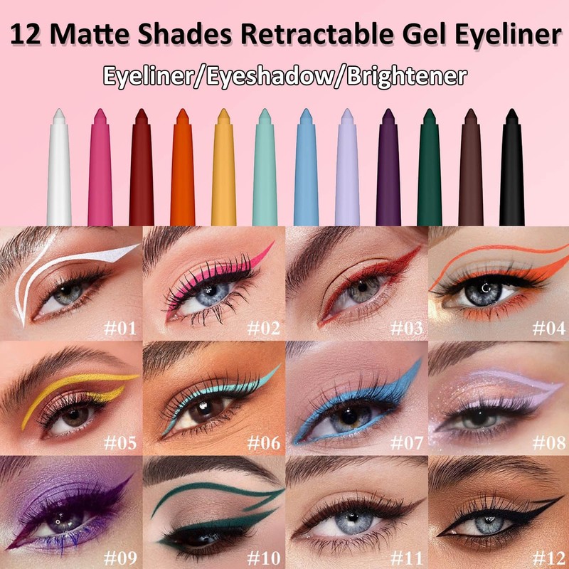 Wavuketu Blue Eyeliner Waterproof Blue Eyeliner Pencil Retractable blue Gel