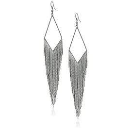 GUESS "Basic" Hematite Fringe Linear Drop Earrings