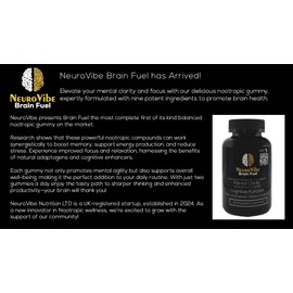 NeuroVibe Brain Fuel, Raspberry Flavoured Nootropic Gummies
