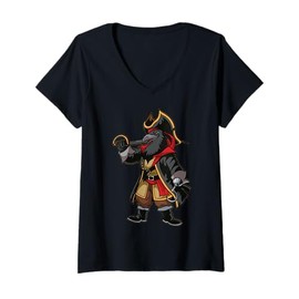 Womens Cartoon Pirate Character Illustration For Kids V-Neck T-Shirt