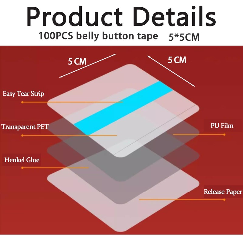 100PCS Belly Button Tape Medical Tape fits for Belly Button