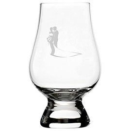 Modern Bride & Groom Wedding Silhouettes Etched 6.5oz Whisky Glass Compatible With Glencairn Accessories Whisky Glass Compatible With Glencairn Accessories