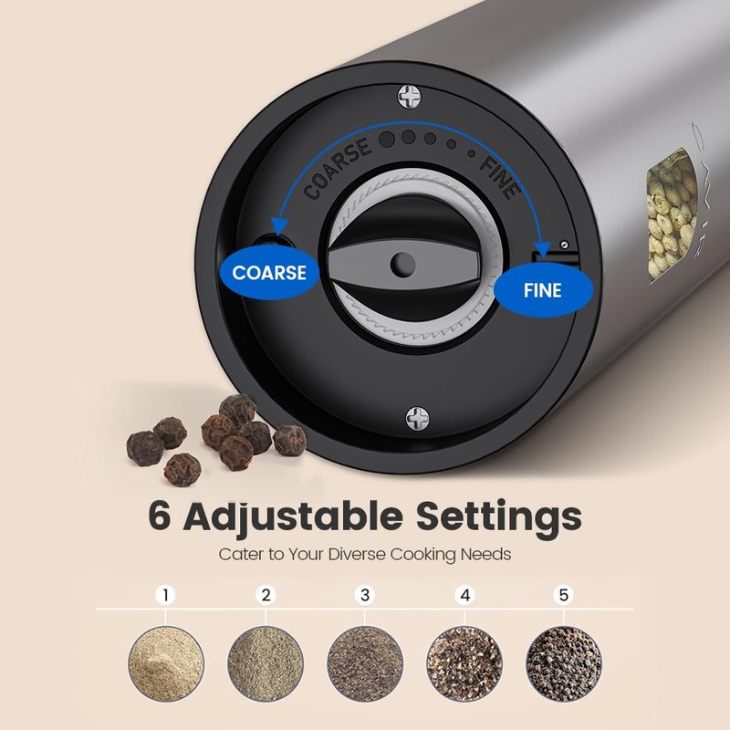 Cavir Electric Salt and Pepper Grinder Set with Charging Base,Upgraded
