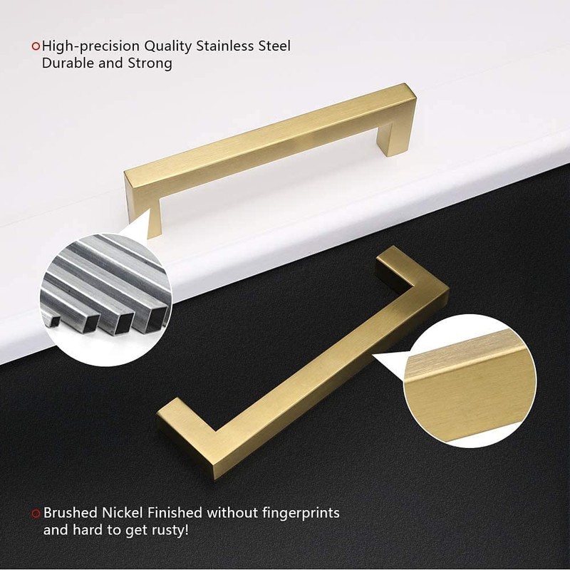 LONTAN 5 Pack Gold Kitchen Door Handles 192mm Square Brushed