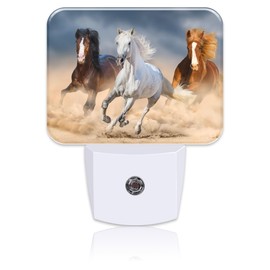 Horse Running in Desert Night Light Plug into Wall, Cool Horse Night Light with Dusk to Dawn Sensor for Kid Girls Boys Women Men Room, Hallway, Kitchen, Bathroom, Stairs Decor