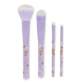 Legami Oh My Glow! Bee Themed Makeup Brushes, Set of 4, Includes Powder, Foundation, Eyeshadow and Eyeliner Brushes, 100% Vegan, Travel Size