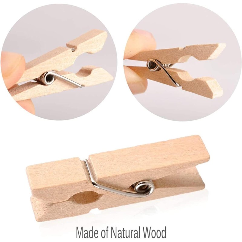 Natural Wooden Small Clips, 100 Pcs Mini Clothespins Clip, Small