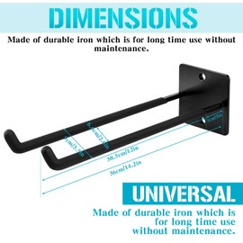 DaisyInner 2 Set Kayak Paddle Holder Garage Metal Paddle Rack Wall Mount Garage Oars Holder Hold up to 6 Paddles for Kayak, Board, Canoe, Dragon Boat Paddles, with Bags & Screw Kits, Black
