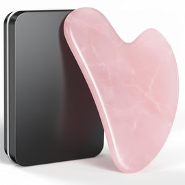 Gua Sha Facial Tool – Pink Stone Guasha Tool for Face & Neck – Face Massager Tool for Lymphatic Drainage, Puffiness Reduction & Jawline Sculpting