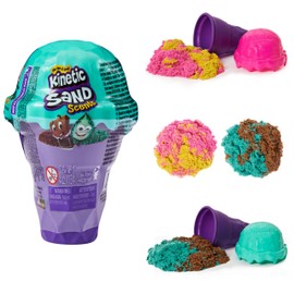 Kinetic Sand, Coni Gelato a Sorpresa, 113gr di Sabbia Naturale Profumata in 2 Colori, Giochi per bambine e bambini, 3+ anni