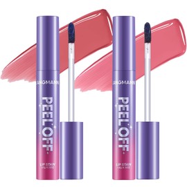 Jolilab Intense Lip Stain Peel Off Masque - Ultra - Long - Lasting, Water - Resistant and Transfer - Resistant Coral Lip Tint, Satin Finish Peel - Off Lip Makeup（#03+04）