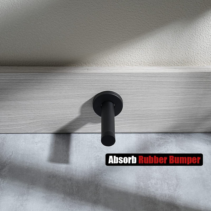JQK Door Stopper Black, 304 Stainless Steel Thicken 1mm Sound