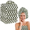 SmoothNovelty 4 Pcs Large Checkered Bath Towels for Bathroom 27.56