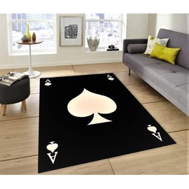 champion rugs Lucky Aces of Spades Card Game Poker Blackjack Area Rug Carpet (5’ 3” X 7’ 5”)