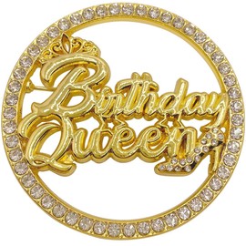 Birthday Queen Brooch Queen Pin for Women Metal Pin Rhinestone Queen Crown Brooch Pins for Girls Round Buckle Brooch for Birthday