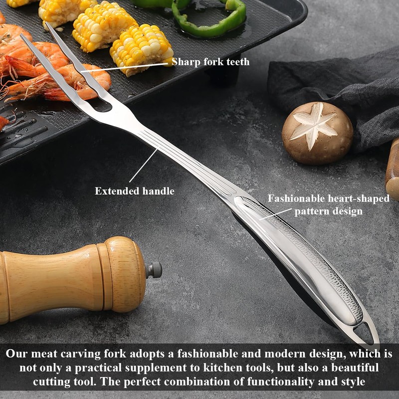 ReaNea Meat Fork, Heavy Duty Stainless Steel Carving Cooking Fork,