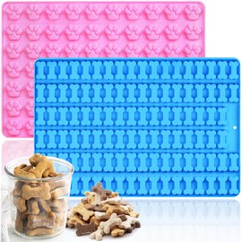 HKNMTT Paw & Bone Silicone Dog Treat Molds, Oven Safe Baking Tray Food Grade, Dog Training Molds for Freezing Mini Treats Cookie Candy 2PCS
