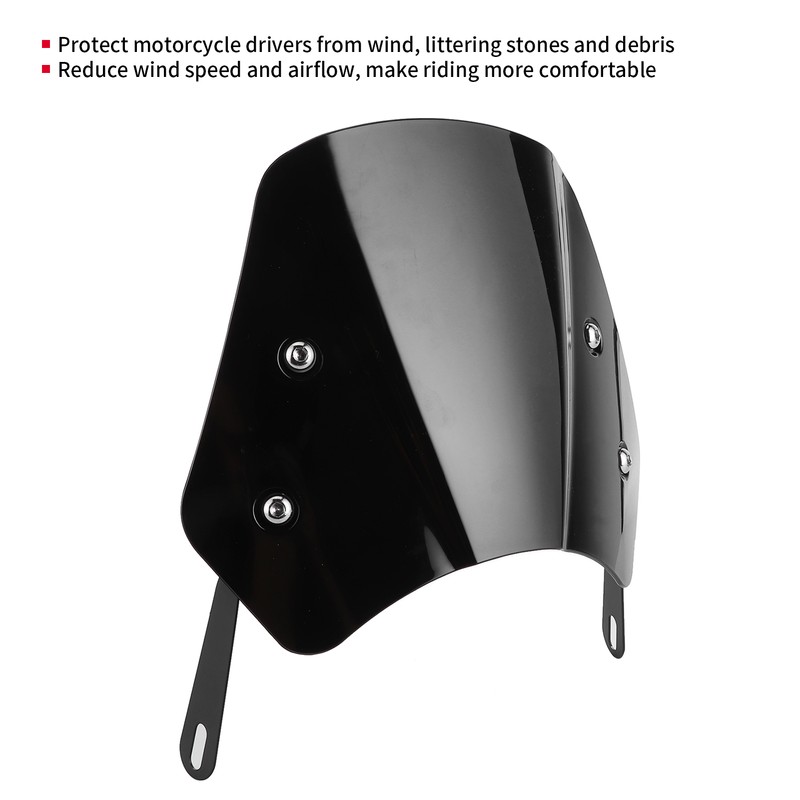 Universal Motorcycle Windshield Wind Deflector Screen W/Mounting Bracket for 5‑7inBlack