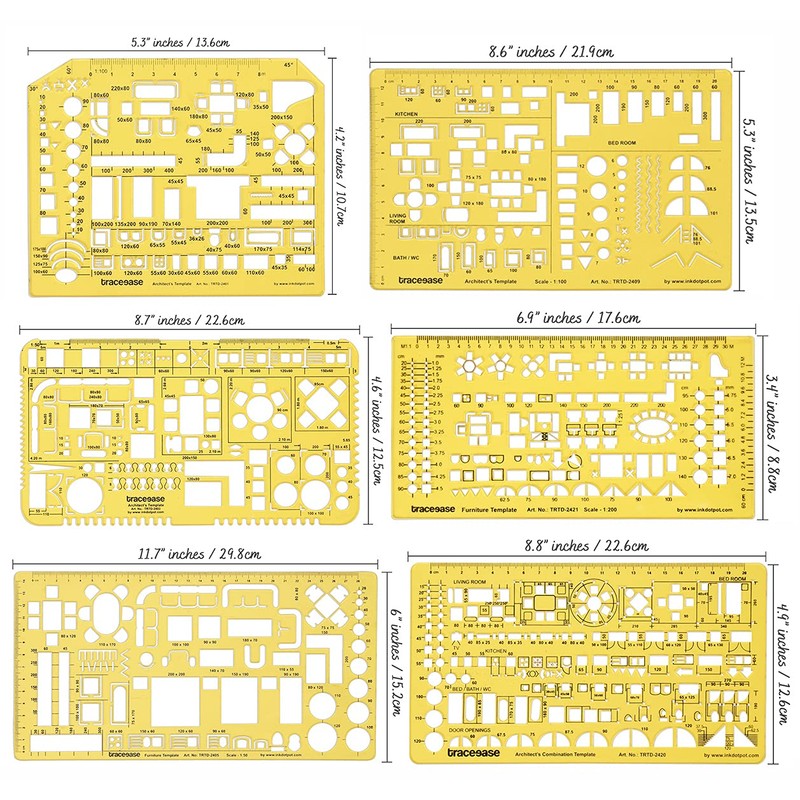 Traceease 6 Pieces, House Plan- Interior Design & Furniture Templates