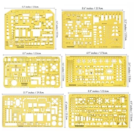 Traceease 6 Pieces, House Plan- Interior Design & Furniture Templates for Kitchen/Bed/Bath- Drafting Tools- Architecture Stencils