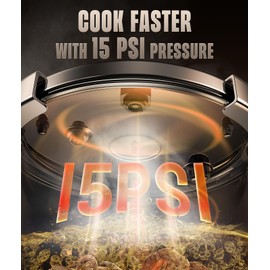 18/8 Stainless Steel Pressure Cooker 7 QT, [Save 70% Cooking Time] Olla De Presion with Food-Grade Body [One Hand Operation] Rotating Lock/Unlocking Lid System, Steam Rack Included