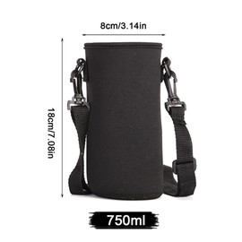 TSHAOUN 2 Stück 750 ml Outdoor-Sport-Wasserflaschen-Tragetasche aus Neopren mit Schultergurt, Wasserflaschenhalter für Camping, Wandern, Laufen (schwarz)