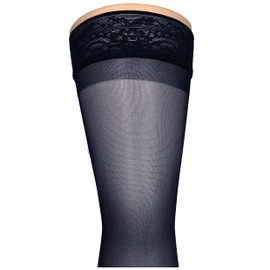 NuVein Sheer Compression Stockings for Women, 15-20 mmHg Support, 20 Denier, Thigh High, Closed Toe, Navy, X-Large