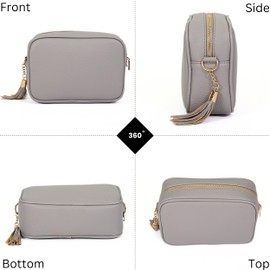 Mabel Crossbody Bags for Women Small Shoulder Handbag Bag with Wide Adjustable Canvas Strap, Lightweight Cross Body Bag for Ladies Girls Travel Shopping Work Daily Use (Light Grey)