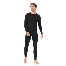 DAVID ARCHY Men's Soft Thermal Underwear Rayon-Acrylic Blend Fiber Thermal Set Warm Base Layers Top and Bottoms (XL, Black)