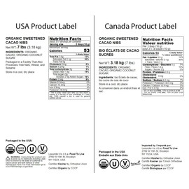 Food to Live Organic Sweet Cacao Nibs, 7 Pounds – Non-GMO, Lightly Sweetened with Coconut Sugar, Raw, Non-Irradiated, Vegan, Kosher, Bulk, Great for Snacking, Baking & Smoothies. High in Antioxidants